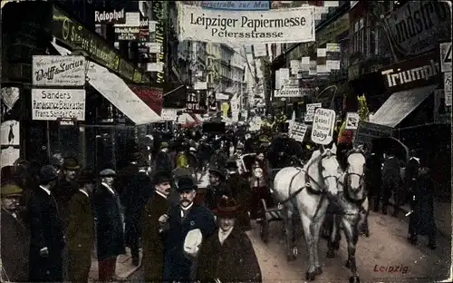 Ak Leipzig in Sachsen, Petersstraße, Papiermesse, Franz Sander Coin, Wolff u. Lucius