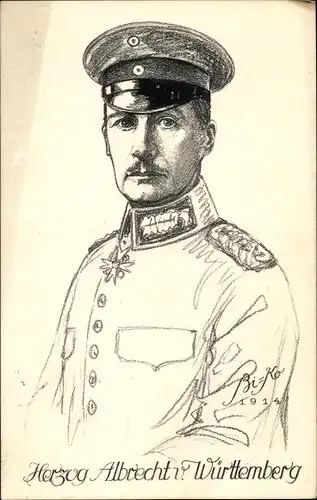 Künstler Ak Herzog Albrecht von Württemberg, Portrait in Uniform