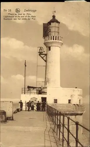 Ak Zeebrugge Westflandern, Vuurtoren, Pier