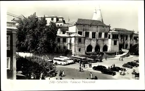 Ak Cintra Sintra Portugal, Palacio Nacional, parkende Automobile, Palast