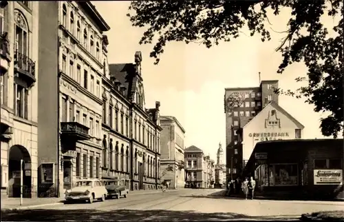 Ak Gera in Thüringen, Postamt, Hochhaus, Straße des 7. Oktober, Sachsenring Trabant