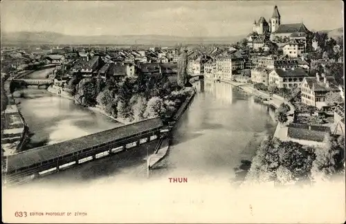 Ak Thun Kanton Bern Schweiz, Gesamtansicht