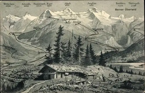 Ak Berner Oberland Kanton Bern Schweiz, Panorama