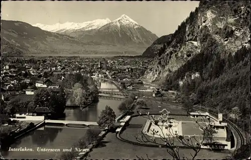 Ak Interlaken Kanton Bern Schweiz, Unterseen und Niesen