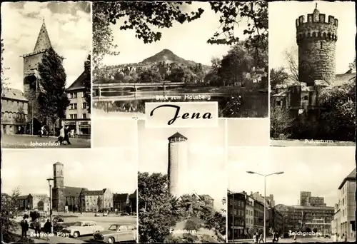 Ak Jena in Thüringen, Johannistor, Blick zum Hausberg, Teichgraben, Fuchsturm