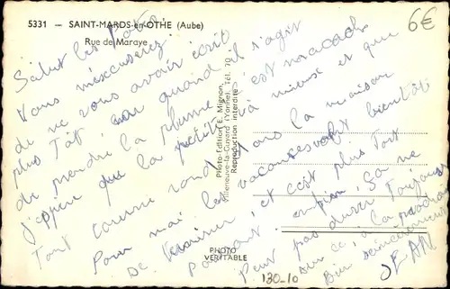 Ak Saint Mards en Othe Aube, Rue de Maraye