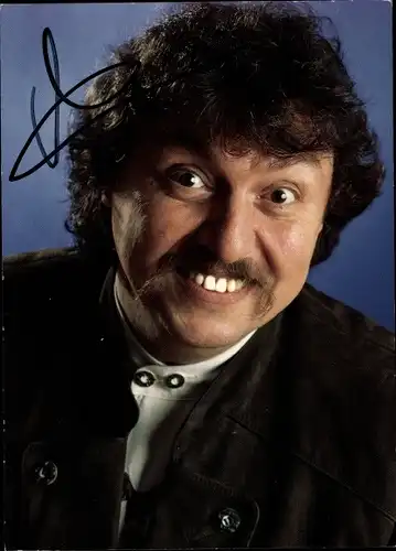 Ak Sänger Achim Mentzel, eingekleidet von Solo, Die Tracht aus Leder, Portrait, Autogramm