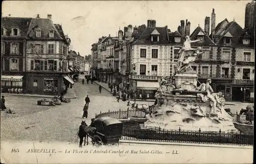 Ak Abbeville Somme, Place de l'Amiral Courbet und Rue Saint-Gilles