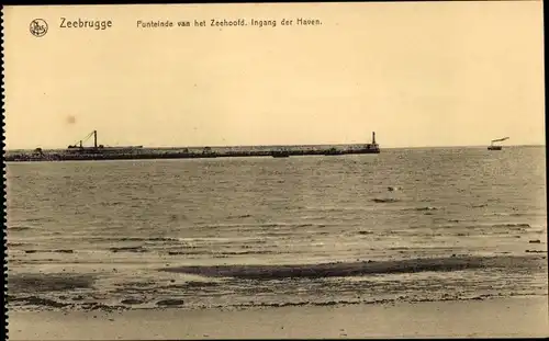 Ak Zeebrugge Westflandern, Punteide van het Zeehoofd, Ingang der Haven