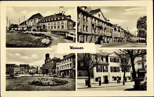 Ak Weimar in Thüringen, Markt mit Rathaus, Schillerhaus, Hauptbahnhof, Goetheplatz