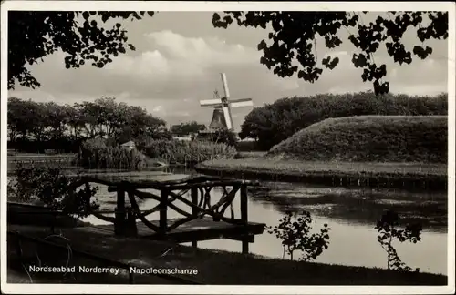 Ak Nordseebad Norderney Ostfriesland, Napoleonschanze, Windmühle