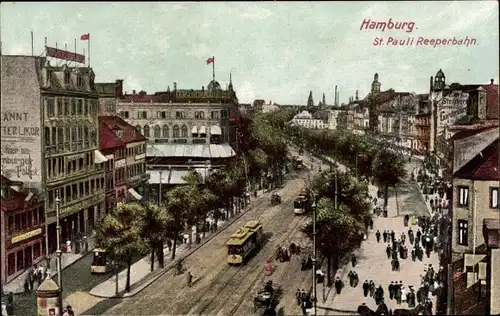 Ak Hamburg Mitte St. Pauli, Reeperbahn, Straßenbahn