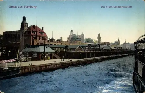 Ak Hamburg Mitte St. Pauli, die neuen Landungsbrücken