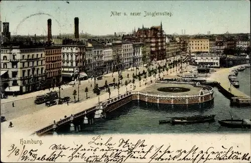 Ak Hamburg Mitte Neustadt, alter und neuer Jungfernstieg