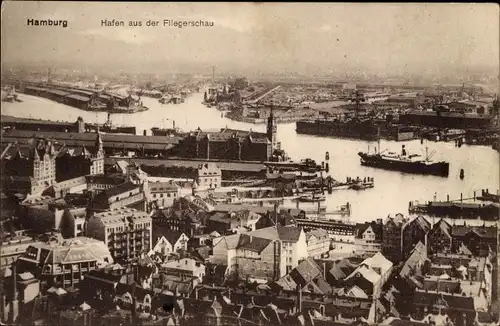 Ak Hamburg Mitte Altstadt, Hafen aus der Fliegerschau