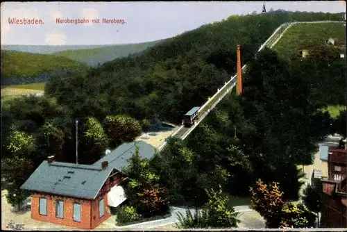 Ak Wiesbaden in Hessen, Nerobergbahn mit Neroberg