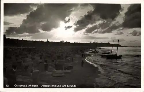 Ak Ostseebad Ahlbeck Heringsdorf auf Usedom, Strand, Abendstimmung