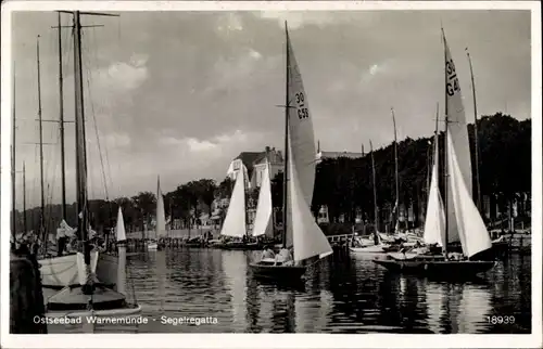 Ak Ostseebad Warnemünde Rostock, Segelregatta