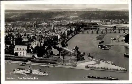 Ak Koblenz am Rhein, Das Deutsche Ecke, Schiff