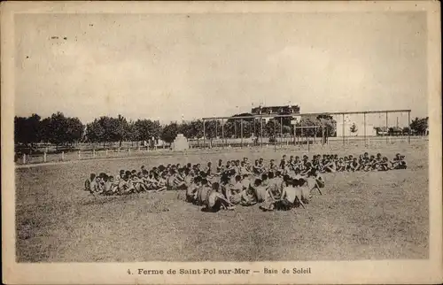 Ak Saint Pol sur Mer Dunkerque Dünkirchen Nord, Eisenbahn-Ferienheim, Sonnenbad