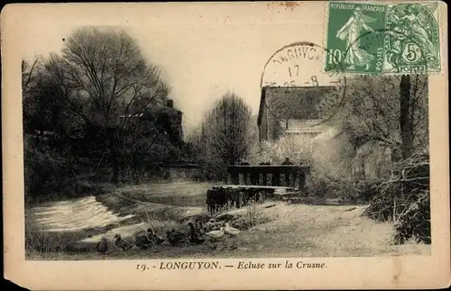 Ak Longuyon Meurthe et Moselle, Schleuse am Crusne
