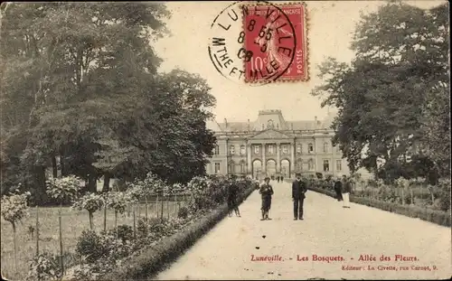 Ak Lunéville Meurthe et Moselle, Les Bosquets, Allee des Fleurs