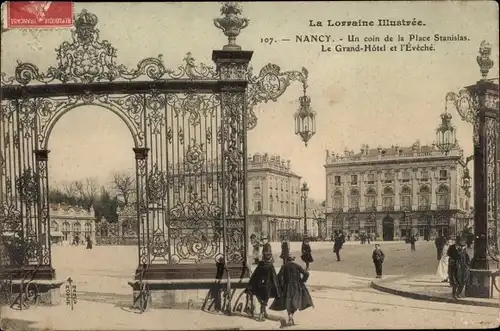 Ak Nancy Meurthe et Moselle, Place Stanislas, Grand Hotel, Eveche