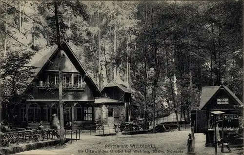 Ak Lohmen Sächsische Schweiz, Uttewalder Grund, Restaurant Waldidyll