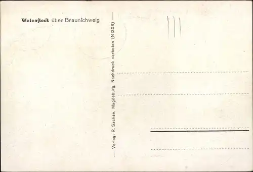 Ak Watenstedt Salzgitter in Niedersachsen, Dorfstraße, Schule, Braunschweigische Staatsbank