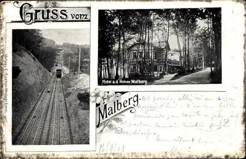 Ak Bad Ems an der Lahn, Hotel auf dem Hohen Malberg, Malbergbahn