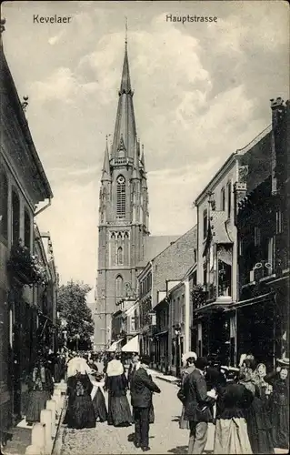 Ak Kevelaer am Niederrhein, Hauptstraße, Kirche, Passanten