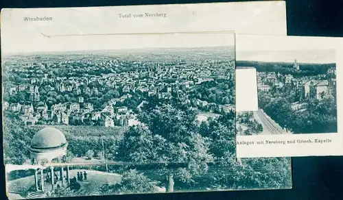 Leporello Ak Wiesbaden in Hessen, Totalansicht, Neroberg, Griechische Kapelle