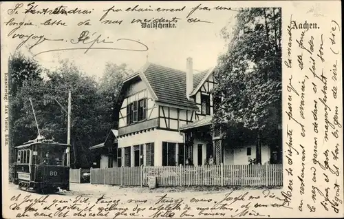 Ak Aachen, Villa, Straßenbahn Nr. 80