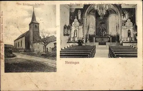 Ak Fleringen in Rheinland-Pfalz, Kirche, Innenansicht