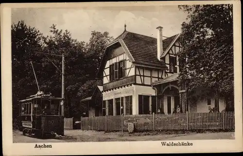 Ak Aachen, Waldschänke, Straßenbahn Nr. 80