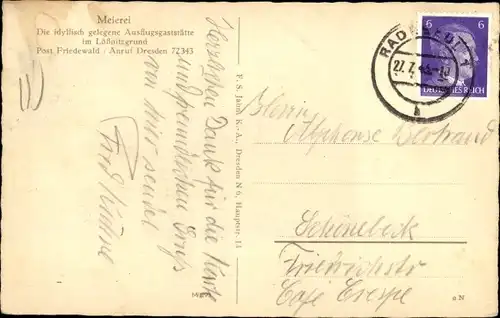 Ak Lössnitz Lößnitz Radebeul Sachsen, Meierei, Terrasse