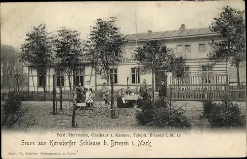 Ak Kersdorfer Schleuse Briesen in der Mark, Gasthaus zur Kanone