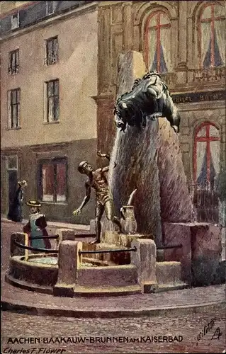 Künstler Ak Flower, Charles, Aachen, Baakauw Brunnen am Kaiserbad
