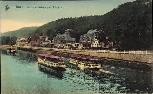 Ak Namur Wallonie, Kursaal, Boote für Touristen