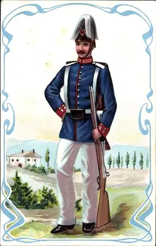 Jugendstil Ak Deutscher Soldat in Uniform