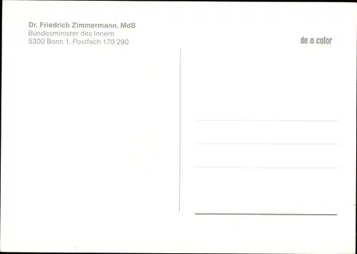 Ak Friedrich Zimmermann, Bundesminister des Innern