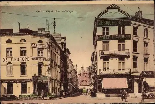 Ak Charleroi Wallonien Hennegau, Rue du College. Fabrique de Gauts Ganterie Samdam