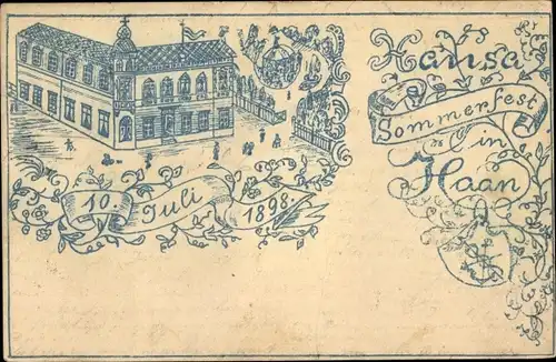 Litho Haan im Rheinland, Sommerfest am 10. Juli, Wappen