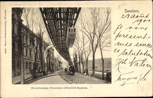 Ak Sonnborn Wuppertal in Nordrhein Westfalen, Schwebebahn Vohwinkel-Elberfeld-Barmen