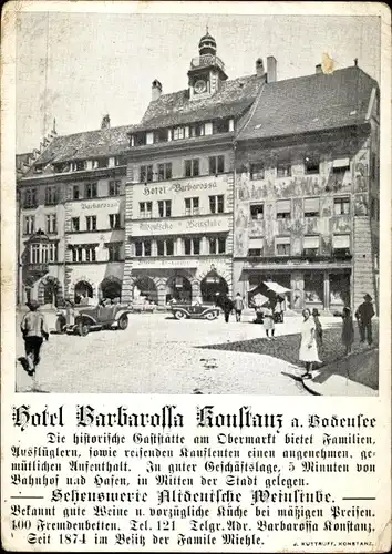 Ak Konstanz am Bodensee, Hotel Barbarossa am Obermarkt
