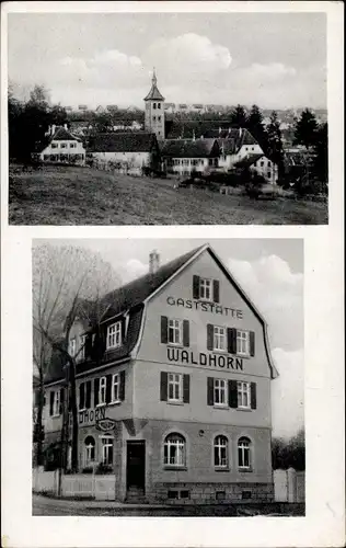 Ak Denkendorf in Württemberg, Gaststätte Waldhorn, Panorama