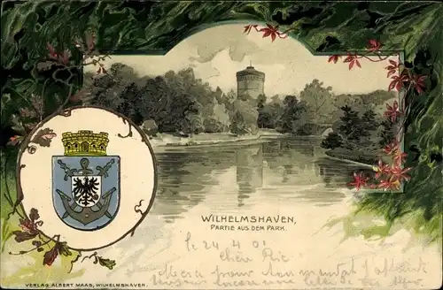 Präge Wappen Litho Wilhelmshaven an der Nordsee, Parkpartie