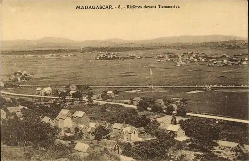 Ak Antananarivo Tananarive Madagaskar, Rizières, Panorama