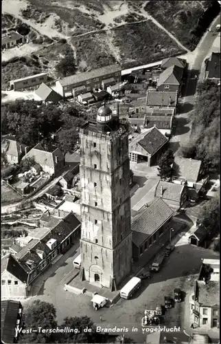 Ak West Terschelling Friesland Niederlande, De Brandaris in vogelvlucht