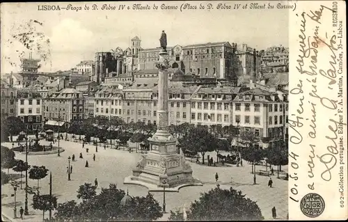 Ak Lisboa Lissabon Portugal, Denkmal auf dem Platz